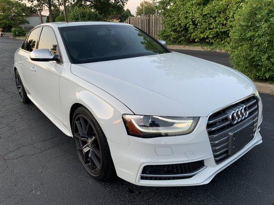 Audi S4 after a Polish and Hand Wax. This package never leaves unsatisfactory results with an amazing finish on the vehicle.