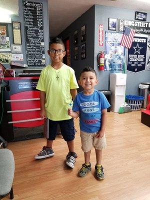 Both my grandsons looking good after Joel took good care of them.