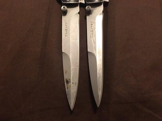 Good tilite on left, his "sharp" one is next to it... Note the overall length and width...