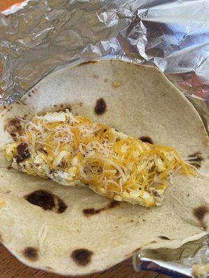 Bacon egg and cheese taco
