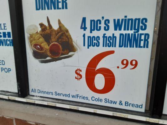 They charged me for cheese, even though its advertised, charged my husband for coleslaw & for bread & its listed AL L dinners comes with it.