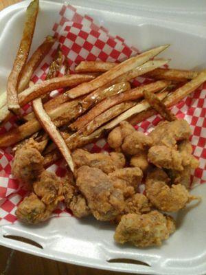 6pc Gizzards were great as I heard but that is very small order of fries,15 fries really, an greasy? I hope the portions get bigger