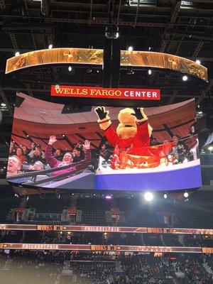 I'm on the Jumbotron with Wingston after a Wings score!