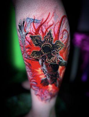 Demogorgon tattoo from Ghostbutcher Tattoos