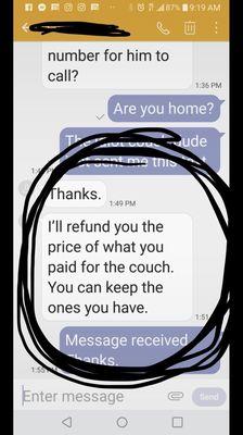 "Mike" saying he'd refund me 8/30/19