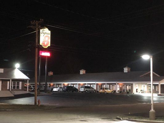 Parking lot is well-lit