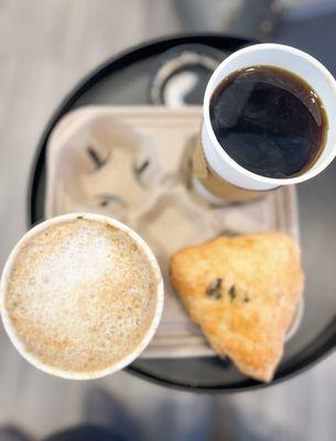 Mushrooms Latte, Coffee, Cherry Scone