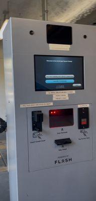 Self check in. Options, prepay for full day or pay $3 per 15 minutes at exit. Easy scan prepay ticket or photo of it to re-enter.