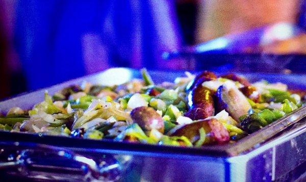 The imported Italian sausage with green peppers and onions!!