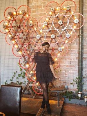 The birthday girl and the art installation