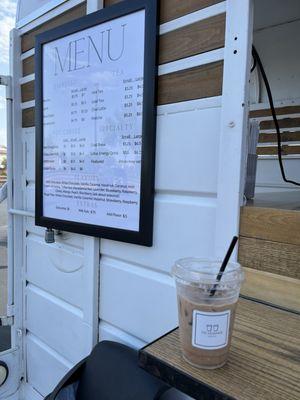Menu and coffee