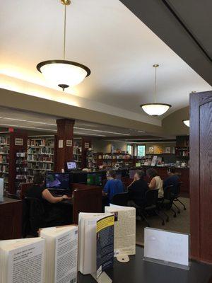 Computers and in the back, the children's section