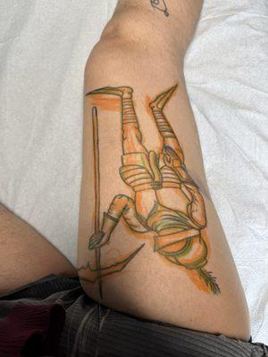 This was right before we started tattooing. This is the drawing she sketched on me as a guide for the tattoo!!!