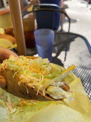 Machaca tacos - generously meaty and delightful. And 2 for less than $7?! Machaca Tacos 2 Pcs