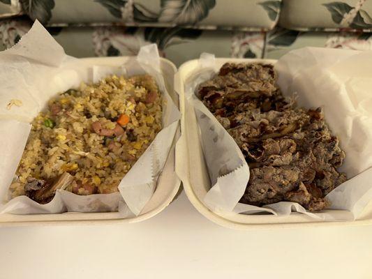 Fried rice and mochiko chicken