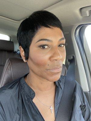 Short smooth pixie cut