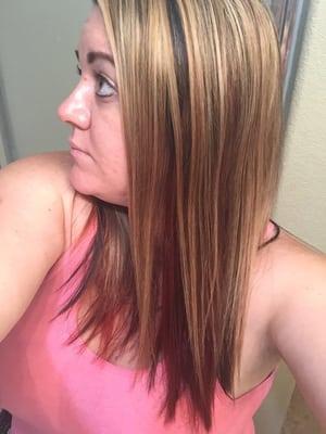 Highlights, lowlights and red peekaboos!! Love it!