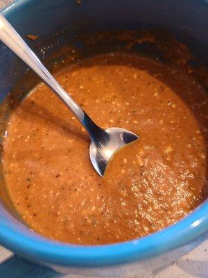 Tomato Gorgonzola Soup (at home, as it's my reheated leftovers, but sooo delish!)