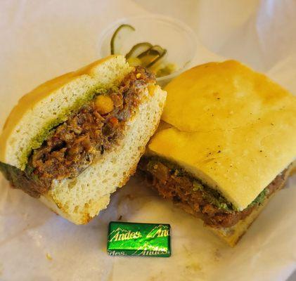 Lamb & eggplant sandwich