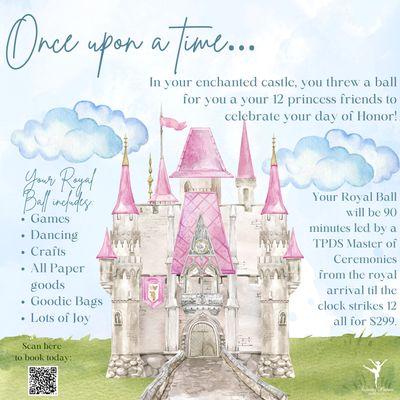 Your princess can celebrate her birthday with our royal celebration!