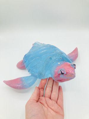 Large hand glass sculpted sea turtle!