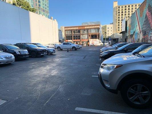 We have paid parking behind the building