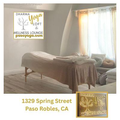 Seeing clients at Dharma's Wellness Lounge in Paso Robles