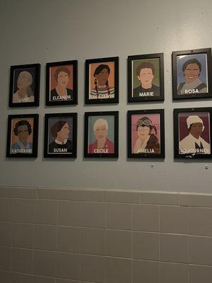 Artwork in women's bathroom