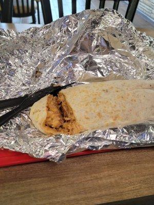 Spicy chicken burrito.