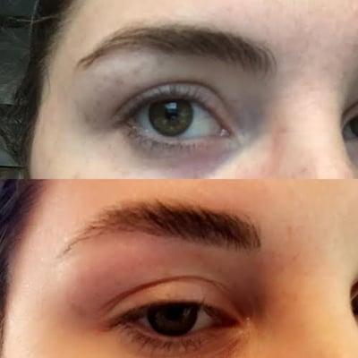 Eyebrow waxing (top pic is before and bottom pic is after)