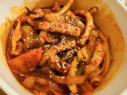 Spicy stir fried squid delicious