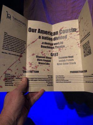 Program for "Our American Cousin (OAC) - a nation divided"