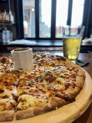 Shepherd's pie cauliflower pizza pie on a cold rainy day.