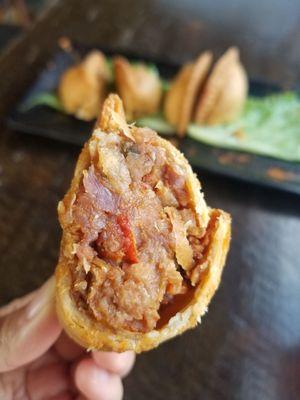 Inside of one of the sambusas. So much flavor!
