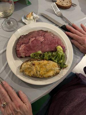 Tonight is prime rib night. Keith cooked up some great prime rib, twice baked potatoes, broccoli and desert.