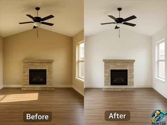 Before and After Painted Living Room St George UT
