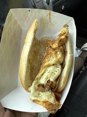 Sausage egg and cheese $9.00