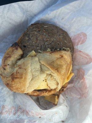 Sausage, egg and cheese croissant