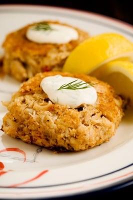 Guys crab cakes with lemon/sour cream/dill sauce