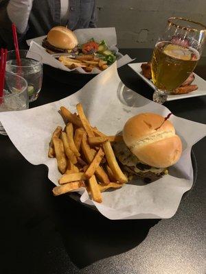 Burger fries and Stella