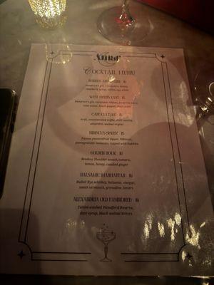 Cocktail menu February 2025