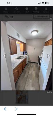 Kitchen area in a 1 Bedroom Apartment