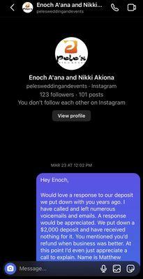 Message that was never responded to.