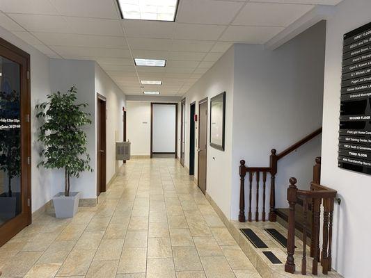 Welcome to HGCM Therapy - Olympia. The waiting room is just down this hall and to the right inside Suite 102-A.