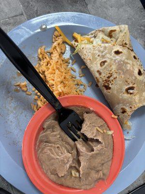 Beans rice and chicken Al Carbon