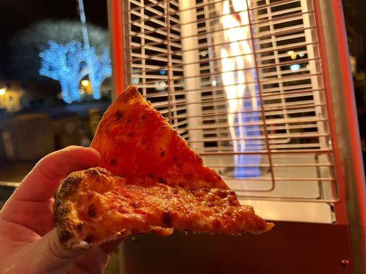 Cheese slice is the best! Wish they had full size slices. This is off a 12" pie. (Sorry for the poor light))