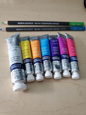 Watercolors by Winsor & Newton and color pencils by Caran d'Ache