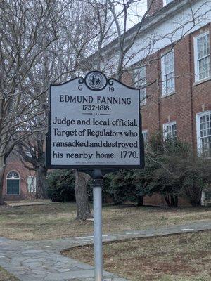 Edmund Fanning Historical Marker, Hillsborough