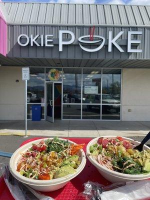 Brown rice, Salmon avocado, cucumber, edamame, radish, carrots poke sauce & more