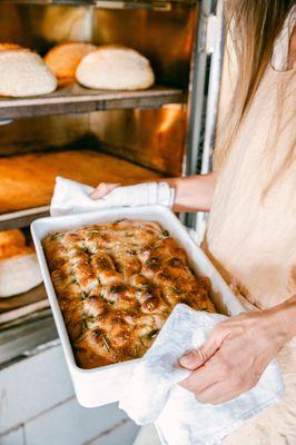 Focaccia straight out of the oven